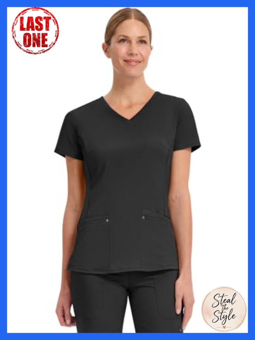 Women's V-Neck Scrub Top Soft Stretch 2 Pockets Medical Uniform